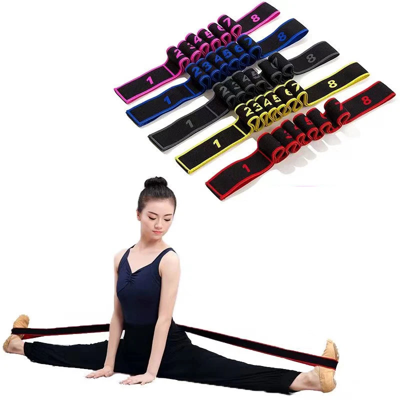 8 Section Style Dance Yoga Stretching Belt |Yoga Pilates Fitness Tension Belt Digital Stretching Elasticity